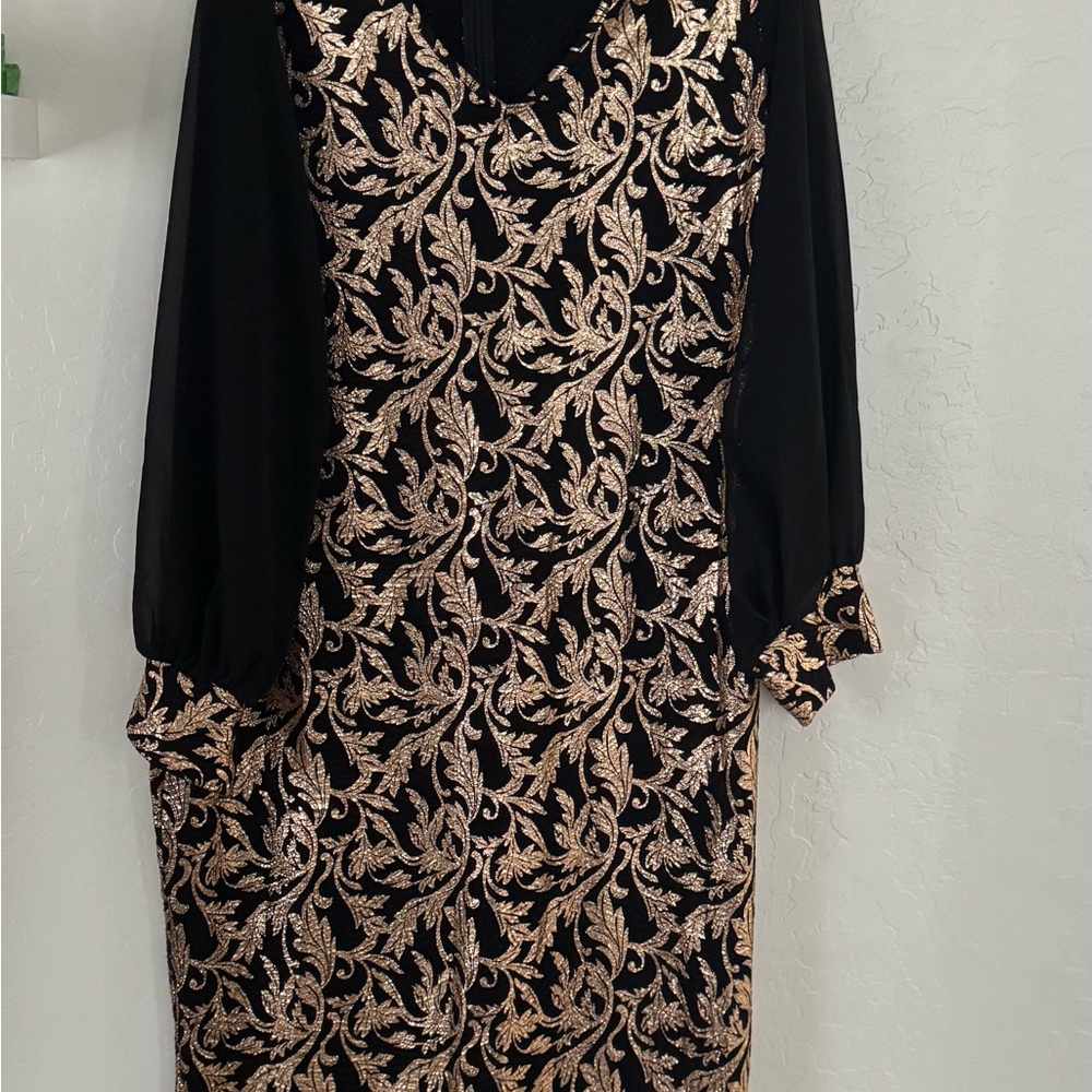 Elegant Black and Gold Embroidered Dress